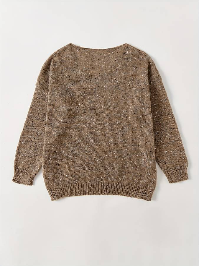 Damen Strickpullover V-Ausschnitt mit Pailletten-Details-Luzern Mode