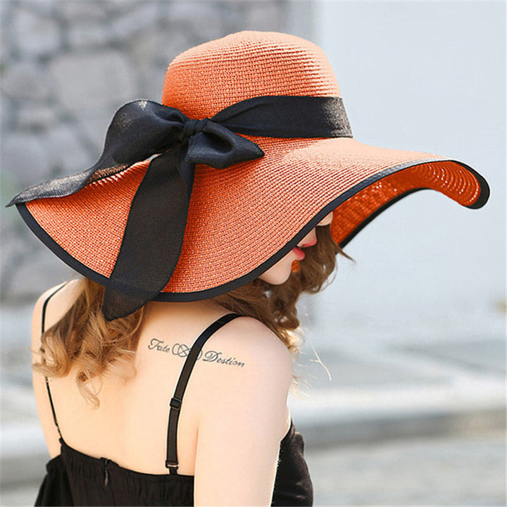 Damen Sonnenhut Sommer | Breite Krempe | Leicht & Luftig | Stylisches Accessoire-Orange-Luzern Mode