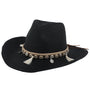Sommerhut Damen | Mit Muscheln & Quasten | Leicht & Boho | Für Strand & Freizeit-Schwarz-Luzern Mode
