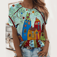 T-Shirt Damen Sommer | Leicht atmungsaktiv | Figurfreundlich | Streetwear Print-S-Luzern Mode
