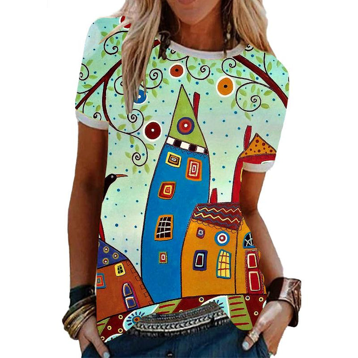 T-Shirt Damen Sommer | Leicht atmungsaktiv | Figurfreundlich | Streetwear Print-Luzern Mode