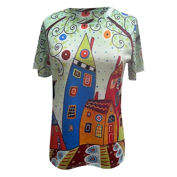 T-Shirt Damen Sommer | Leicht atmungsaktiv | Figurfreundlich | Streetwear Print-Luzern Mode