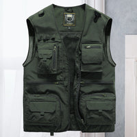 Herren Outdoor-Weste | Ärmellos | Leicht | Funktiondesign | Taschen-Armeegrün-S-Luzern Mode