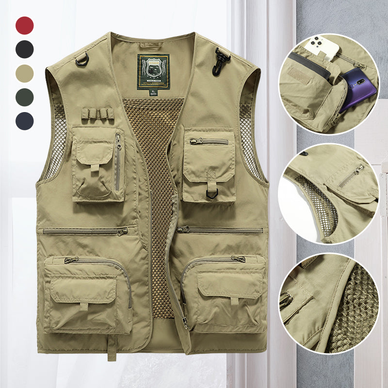 Herren Outdoor-Weste | Ärmellos | Leicht | Funktiondesign | Taschen-Luzern Mode