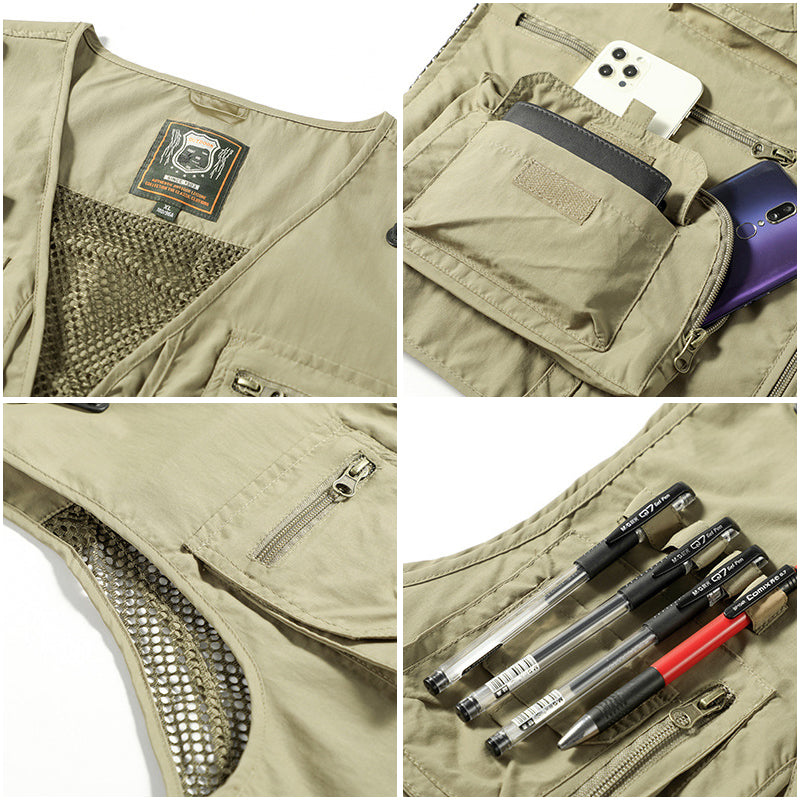 Herren Outdoor-Weste | Ärmellos | Leicht | Funktiondesign | Taschen-Luzern Mode