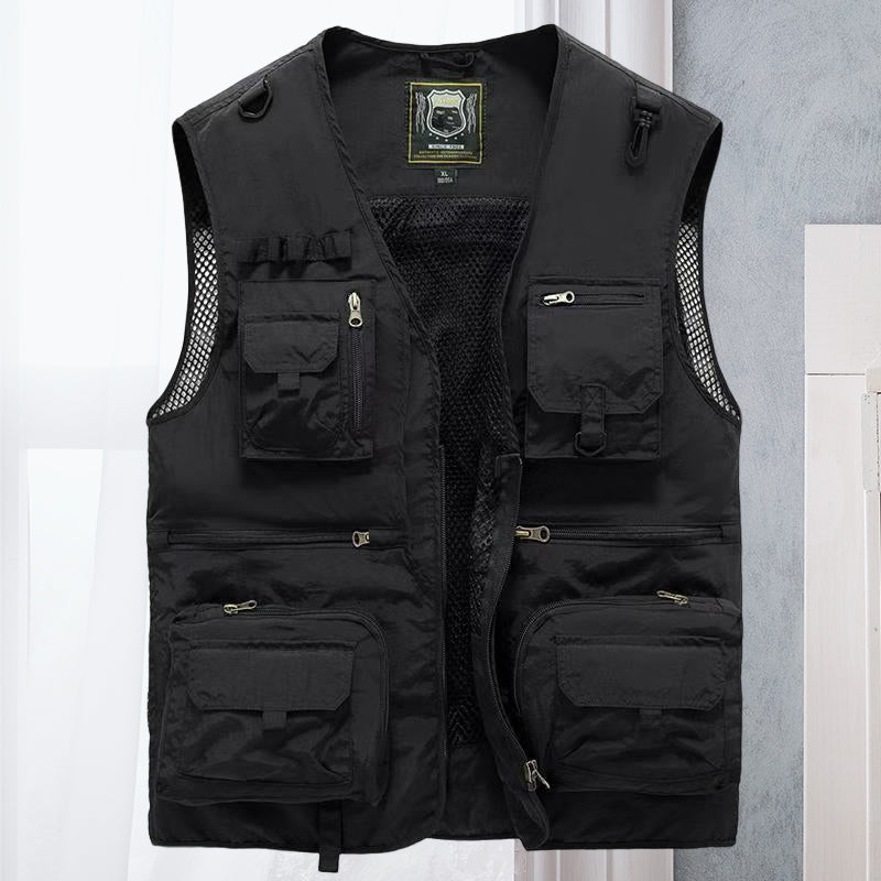 Herren Outdoor-Weste | Ärmellos | Leicht | Funktiondesign | Taschen-Schwarz-S-Luzern Mode