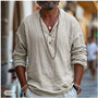 Sommer Henley Shirt Herren | Atmungsaktiv | Leinen Look | Freizeit | Trend-Braun-S-Luzern Mode