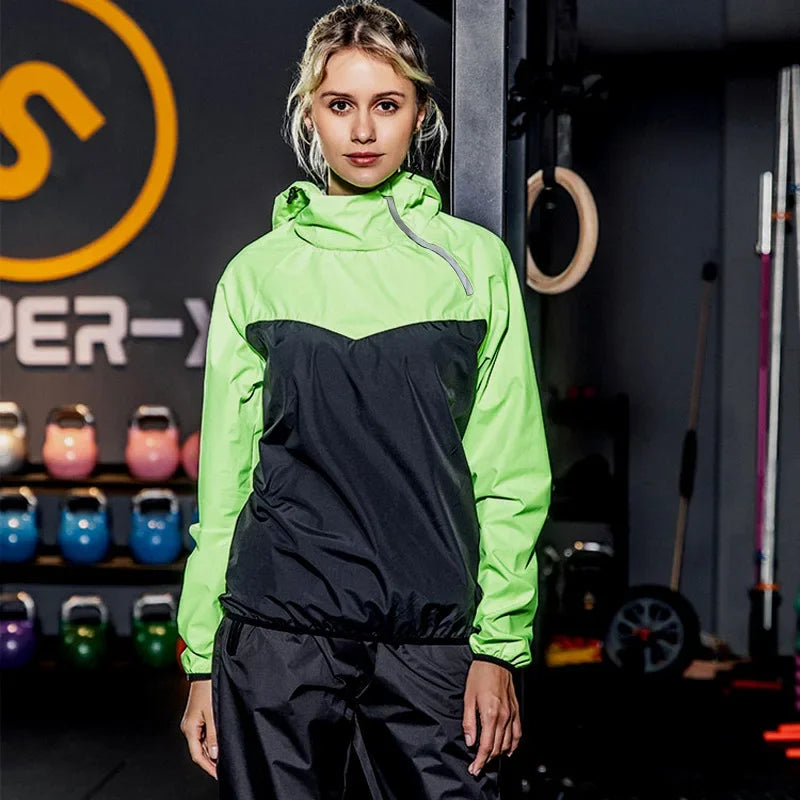 Unisex Trainingsanzug | Schweißfördernd | Sommer Fitness | Atmungsaktiv leicht-Damen Grün-S-Luzern Mode