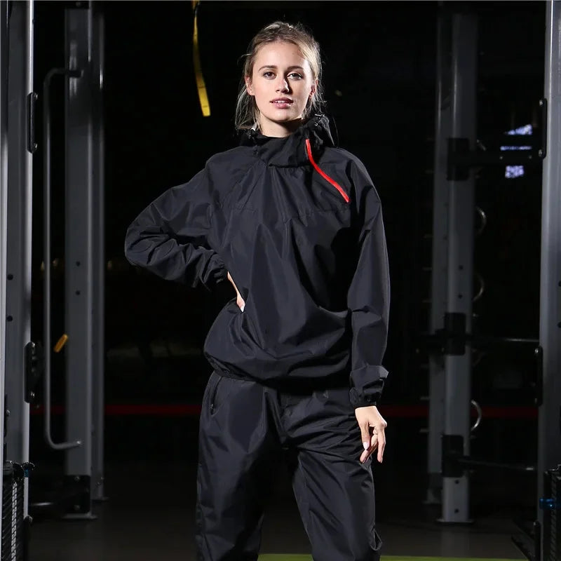 Unisex Trainingsanzug | Schweißfördernd | Sommer Fitness | Atmungsaktiv leicht-Damen Schwarz-S-Luzern Mode