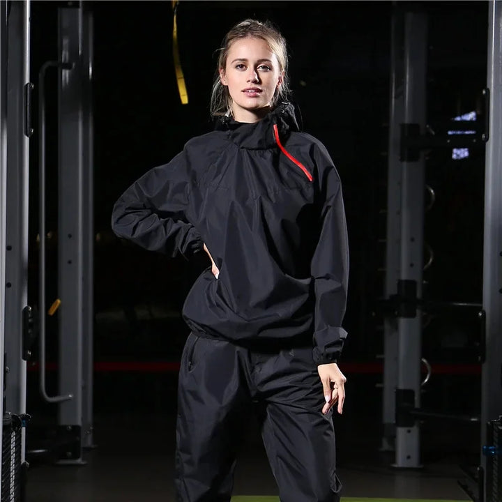 Unisex Trainingsanzug | Schweißfördernd | Sommer Fitness | Atmungsaktiv leicht-Damen Schwarz-S-Luzern Mode