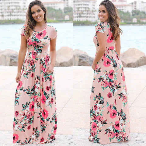 Sommerkleid Damen | Leicht & vielseitig | Knielang | Luftig | Für Alltag & Urlaub-Rosé-S-Luzern Mode