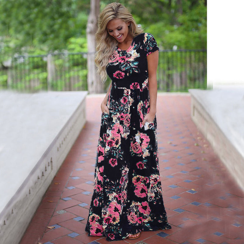 Sommerkleid Damen | Leicht & vielseitig | Knielang | Luftig | Für Alltag & Urlaub-Schwarz-S-Luzern Mode