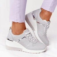 Damen Air Sneakers | Leichtgewicht | Schnürung | Unterstützend-Grau-35-Luzern Mode