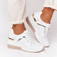 Damen Air Sneakers | Leichtgewicht | Schnürung | Unterstützend-Weiß-35-Luzern Mode