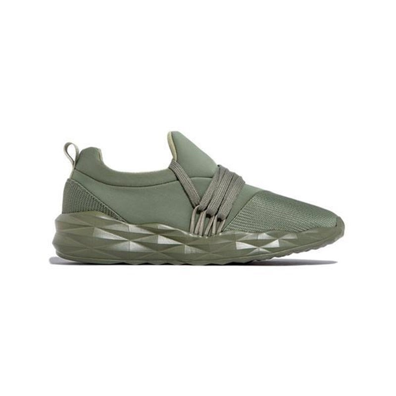 Damen Sneaker | Leichtgewicht | Niedrig | Schnürsenkellos | Slip-On | Atmungsaktiv-Grün-35-Luzern Mode