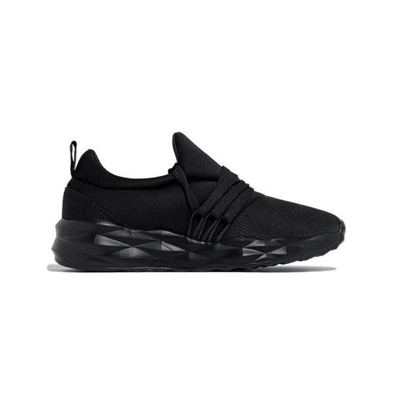Damen Sneaker | Leichtgewicht | Niedrig | Schnürsenkellos | Slip-On | Atmungsaktiv-Schwarz-35-Luzern Mode