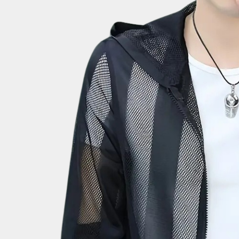 Herren Mesh Kapuzenjacke mit Reißverschluss und Stil-Luzern Mode