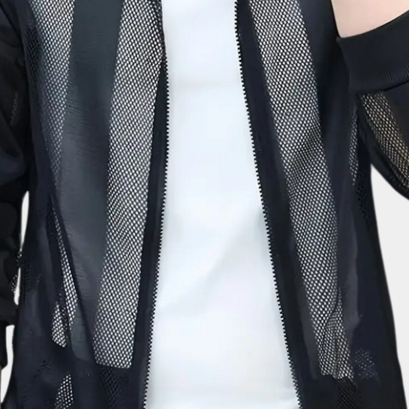 Herren Mesh Kapuzenjacke mit Reißverschluss und Stil-Luzern Mode
