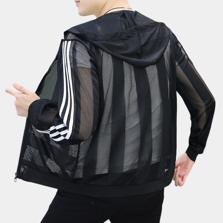 Herren Mesh Kapuzenjacke mit Reißverschluss und Stil-Luzern Mode