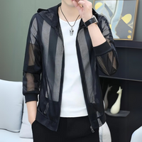 Herren Mesh Kapuzenjacke mit Reißverschluss und Stil-S-Luzern Mode