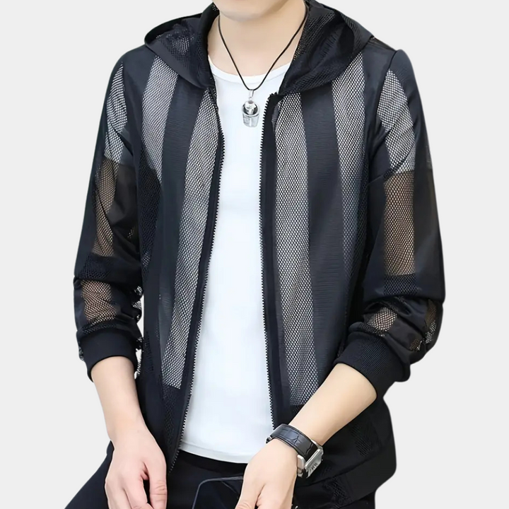 Herren Mesh Kapuzenjacke mit Reißverschluss und Stil-Luzern Mode