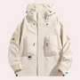 Herren Outdoorjacke mit großen Vordertaschen und Reißverschluss-Beige-S-Luzern Mode