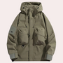 Herren Outdoorjacke mit großen Vordertaschen und Reißverschluss-Grün-S-Luzern Mode