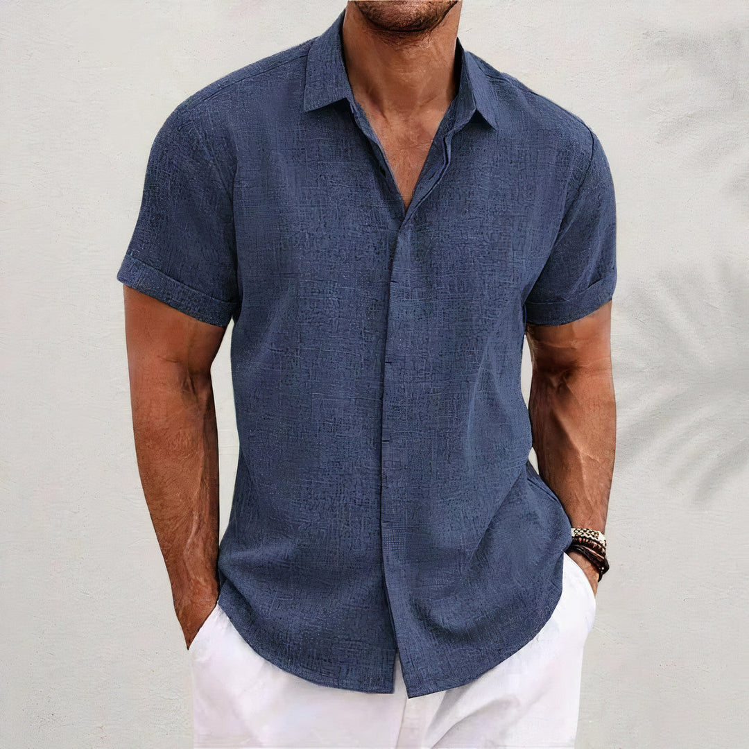 Leinen Herrenhemd mit Retro-Look – Vintaro