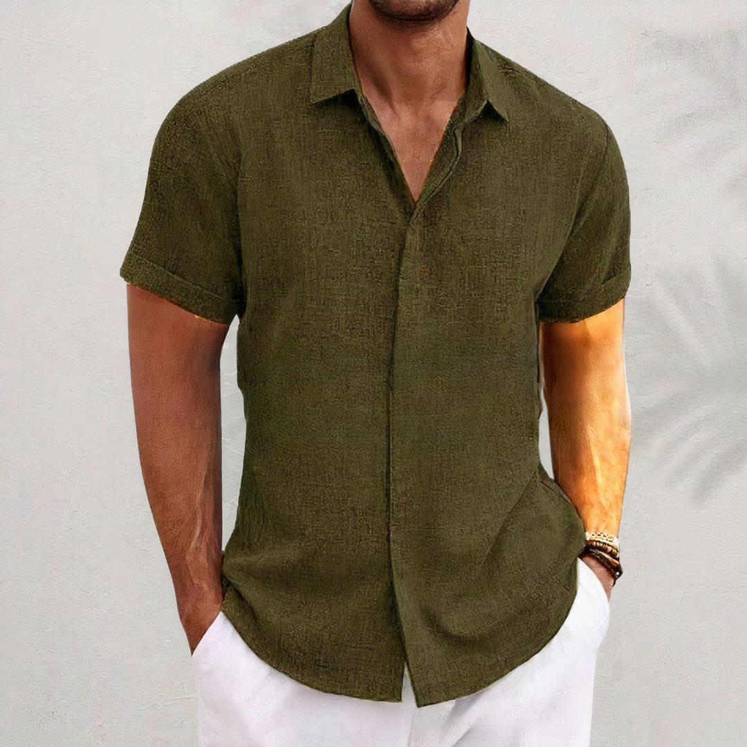 Leinen Herrenhemd mit Retro-Look – Vintaro