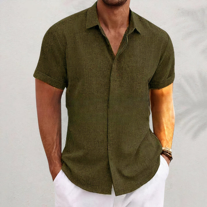 Leinen Herrenhemd mit Retro-Look – Vintaro