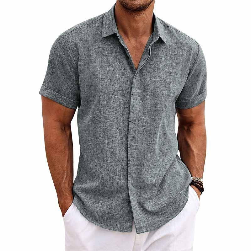 Leinen Herrenhemd mit Retro-Look – Vintaro