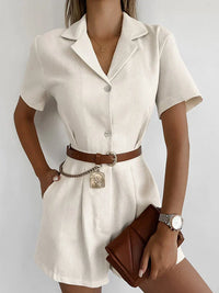 Leinen Sommer-Jumpsuit mit kurzen Ärmeln – Maelis