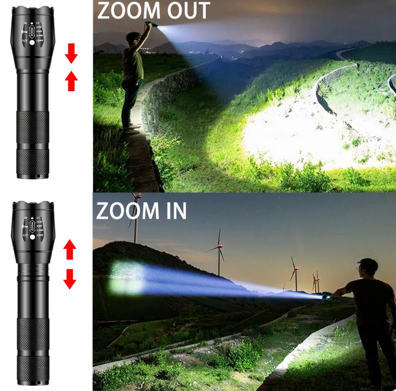 Taschenlampe | Stahl Leistungsstark 1000 Lumen Hell Langlebig Vielseitig Zoom-Luzern Mode