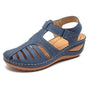 Damen Sandalen | Leder | Geschlossene Spitze | Orthopädisch | Schnallenverschluss-Blau-35-Luzern Mode