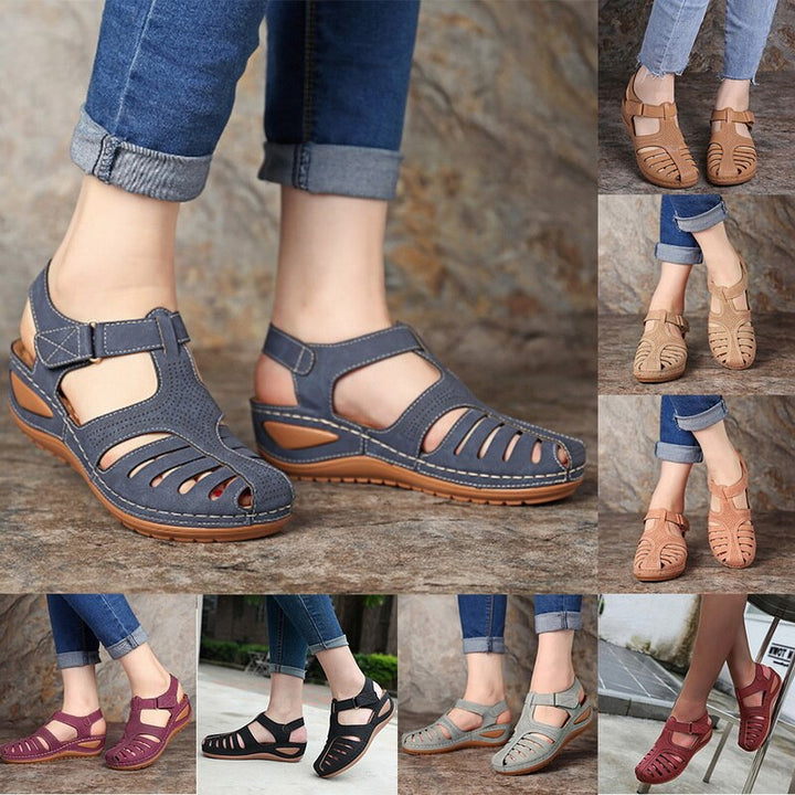 Damen Sandalen | Leder | Geschlossene Spitze | Orthopädisch | Schnallenverschluss-Luzern Mode