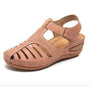 Damen Sandalen | Leder | Geschlossene Spitze | Orthopädisch | Schnallenverschluss-Rosa-35-Luzern Mode