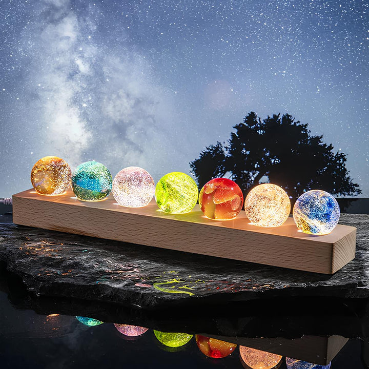 Leuchtende Planetenbälle | 7-Teile Set | USB-Stromversorgung-Rechteck-Luzern Mode