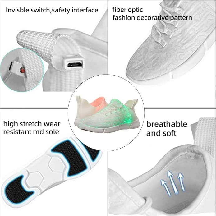 Faseroptik LED Schuhe mit USB-Aufladung und Komfort-Luzern Mode