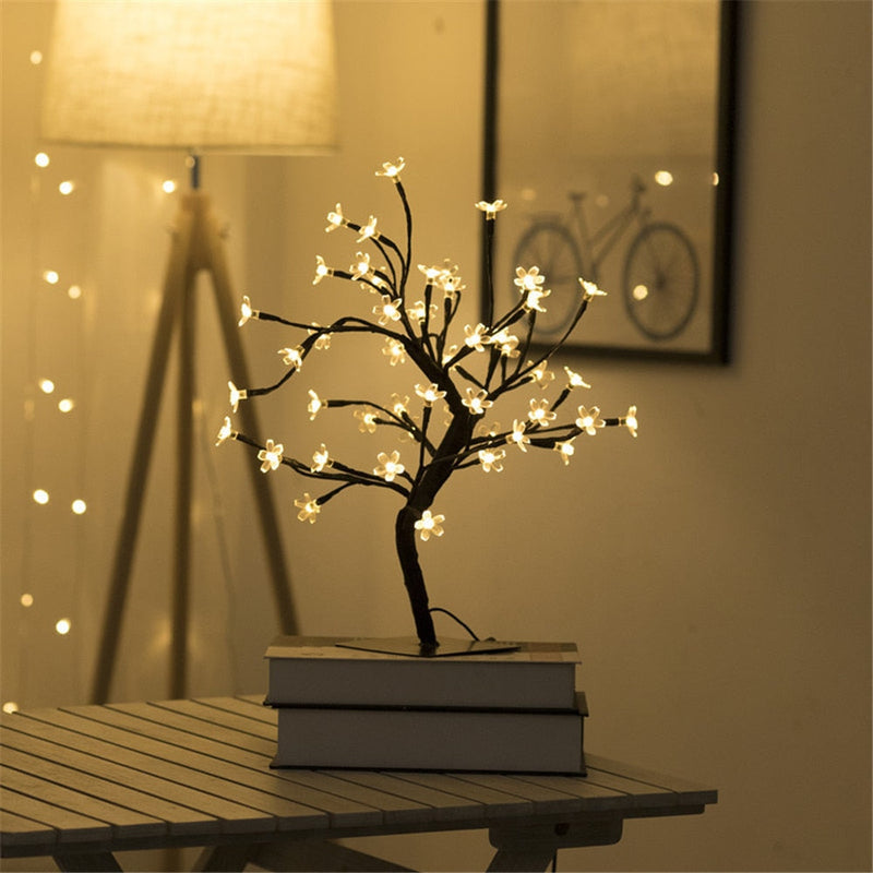 Kirschblütenbaum Lampe | Biegsam | Warm Weiß | 48 LED Lämpchen | USB-Luzern Mode