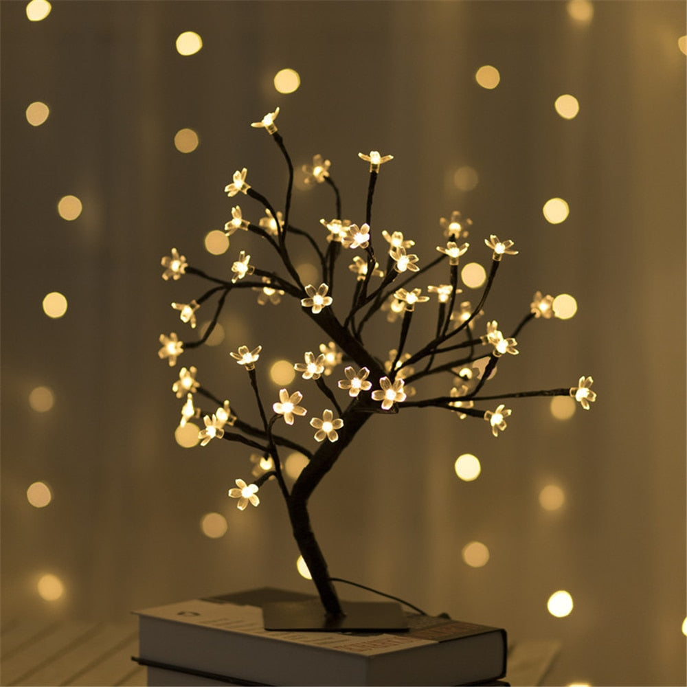 Kirschblütenbaum Lampe | Biegsam | Warm Weiß | 48 LED Lämpchen | USB-Luzern Mode