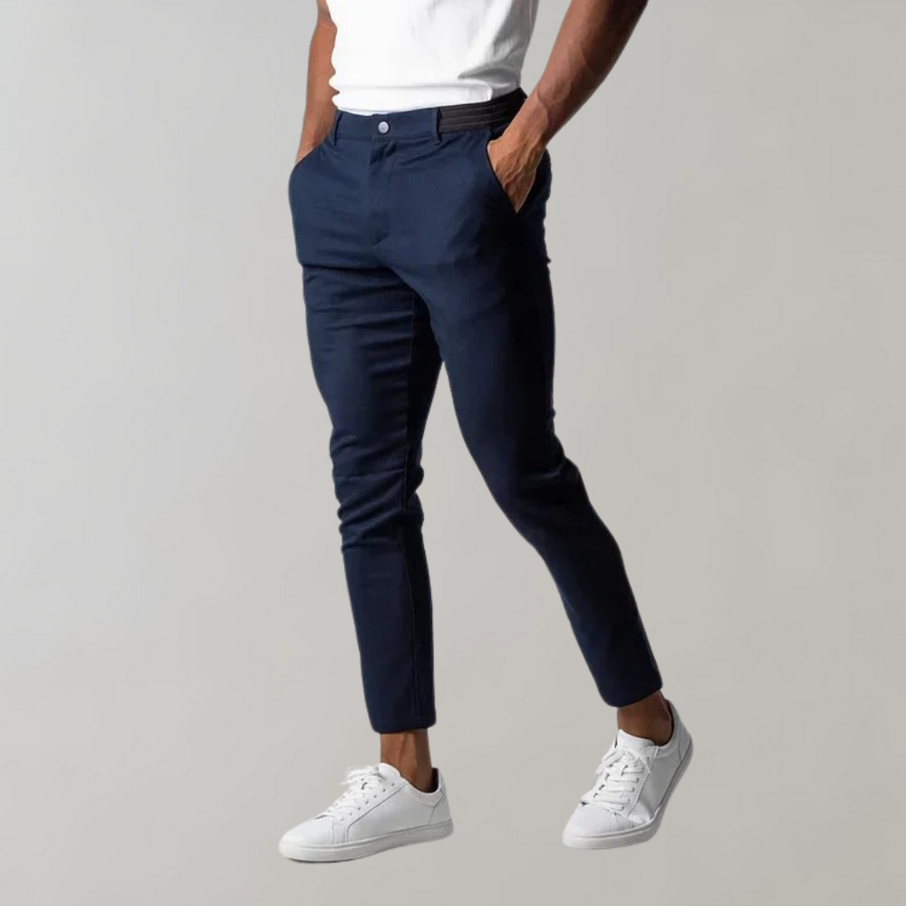 Herren Chinohose Slim Fit - Bequeme Freizeithose kaufen-Blau-28-Luzern Mode