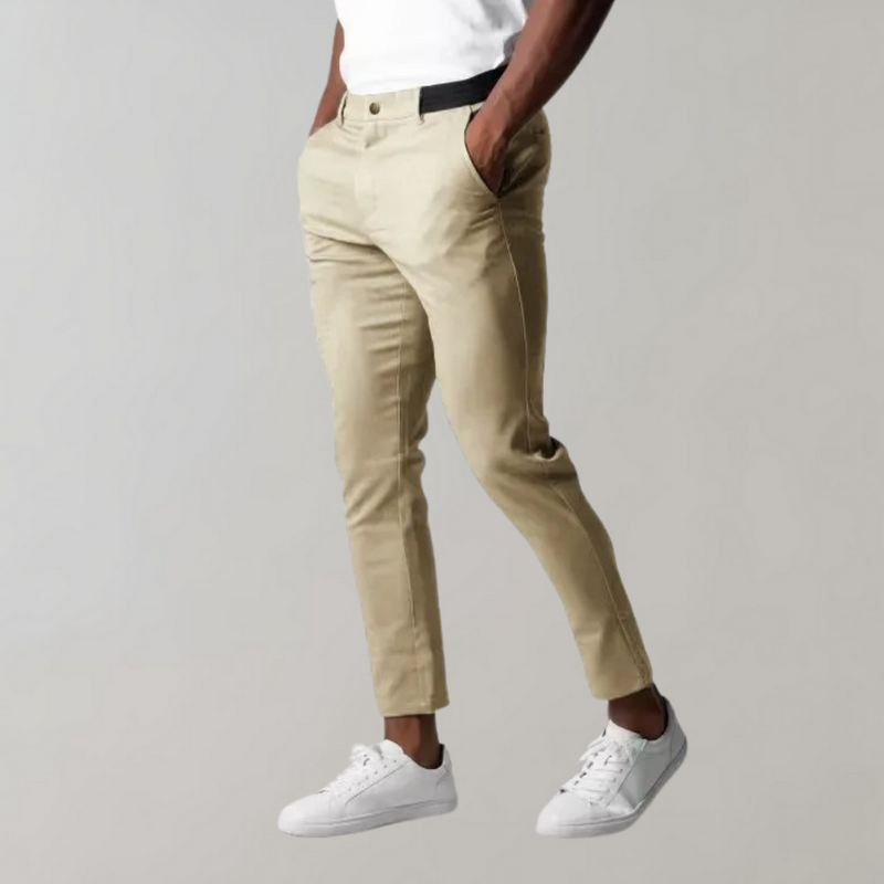 Herren Chinohose Slim Fit - Bequeme Freizeithose kaufen-Khaki-28-Luzern Mode