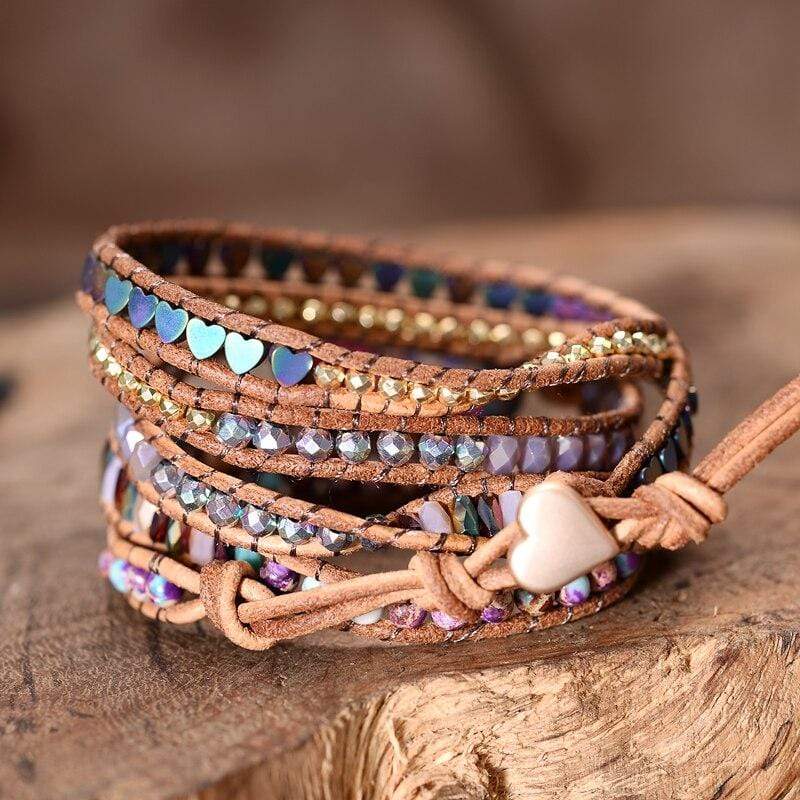 Jaspis-Wickelarmband | Liebe Schützend Handgefertigt Lässig Boho-Luzern Mode
