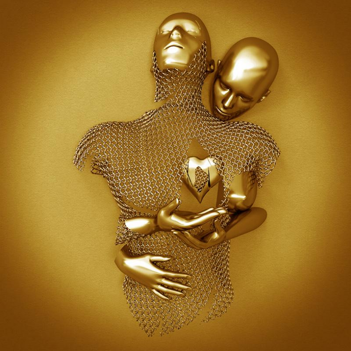 Canvas mit Metallfigur | Liebe Einzigartig Stilvoll Langlebig Vielseitig-Gold (Ohne Rahmen)-Herz der Liebe-30 x 40 cm-Luzern Mode