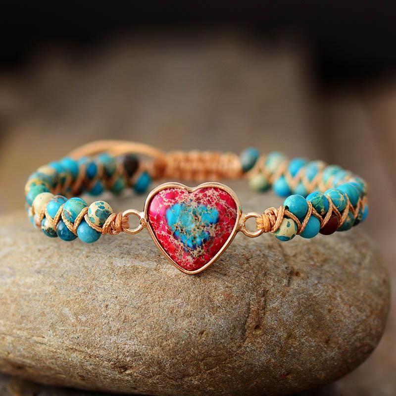 Jaspis Armband | Herz Liebe Handgefertigt Balance Stilvoll Langlebig-Luzern Mode