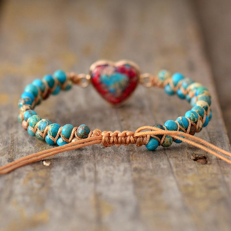 Jaspis Armband | Herz Liebe Handgefertigt Balance Stilvoll Langlebig-Luzern Mode