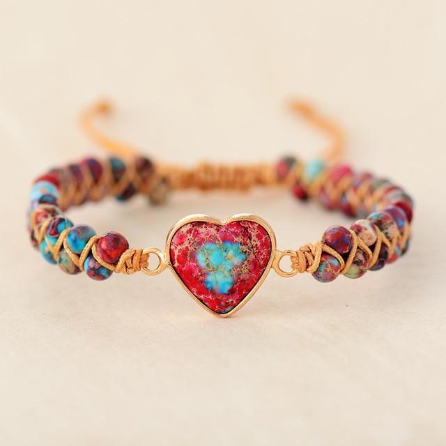 Jaspis Armband | Herz Liebe Handgefertigt Balance Stilvoll Langlebig-Rot-Luzern Mode