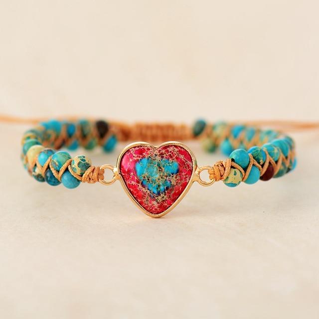 Jaspis Armband | Herz Liebe Handgefertigt Balance Stilvoll Langlebig-Türkis-Luzern Mode