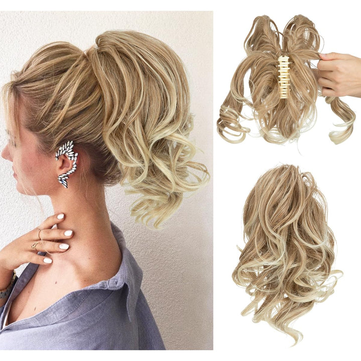 Pferdeschwanz-Hairextension | Wellig | Clip-In | Synthetisch | Volles-Dunkelblond-Luzern Mode