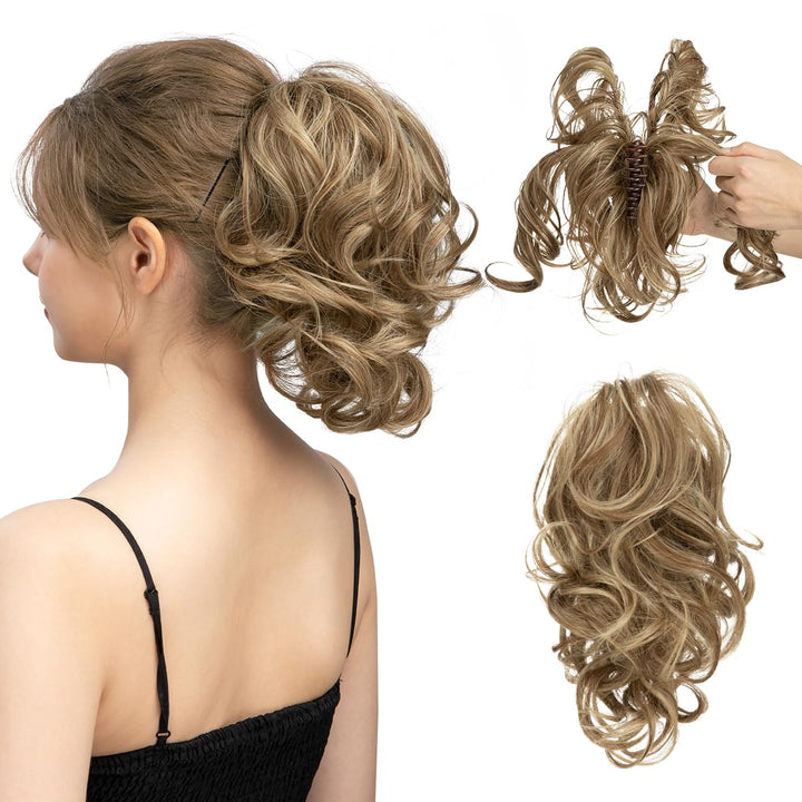 Pferdeschwanz-Hairextension | Wellig | Clip-In | Synthetisch | Volles-Hellbraun-Luzern Mode